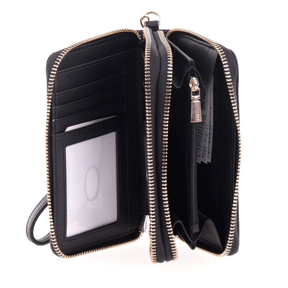 Portafoglio Donna GUESS con Due Scomparti Linea Meridian Colore Nero