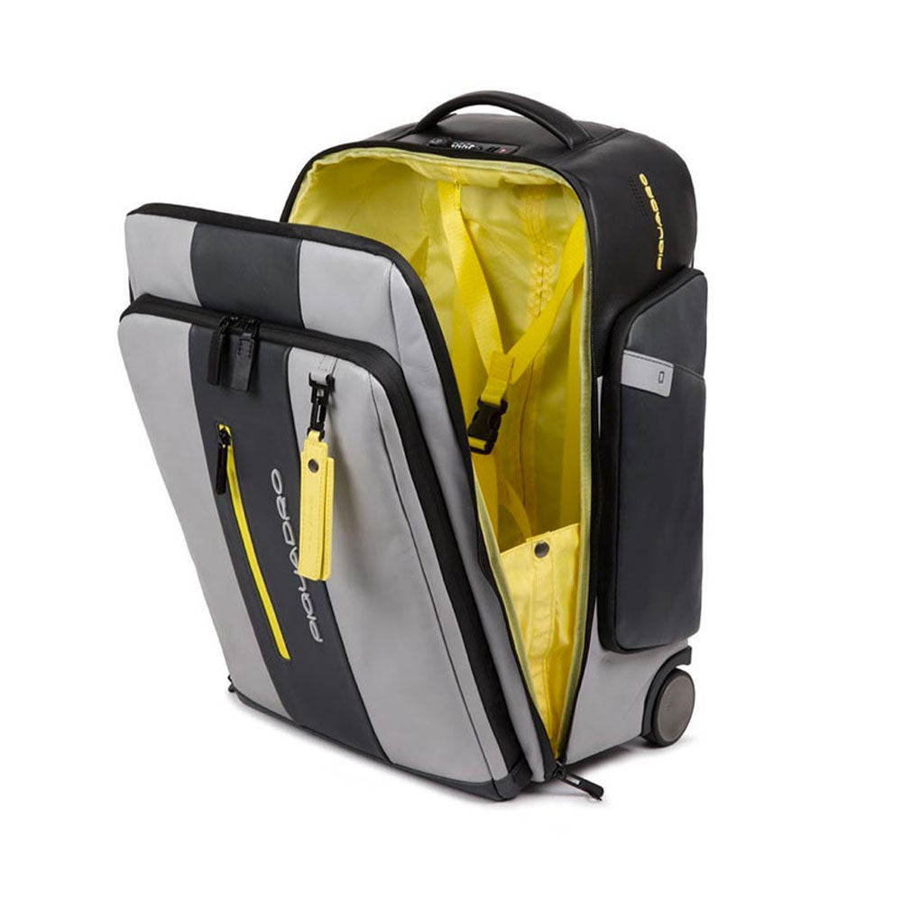 Trolley Cabina PIQUADRO con Portabilità a Zaino linea Bagmotig 2 Ruote Colore Grigio - Giallo - BV4817UB00BM