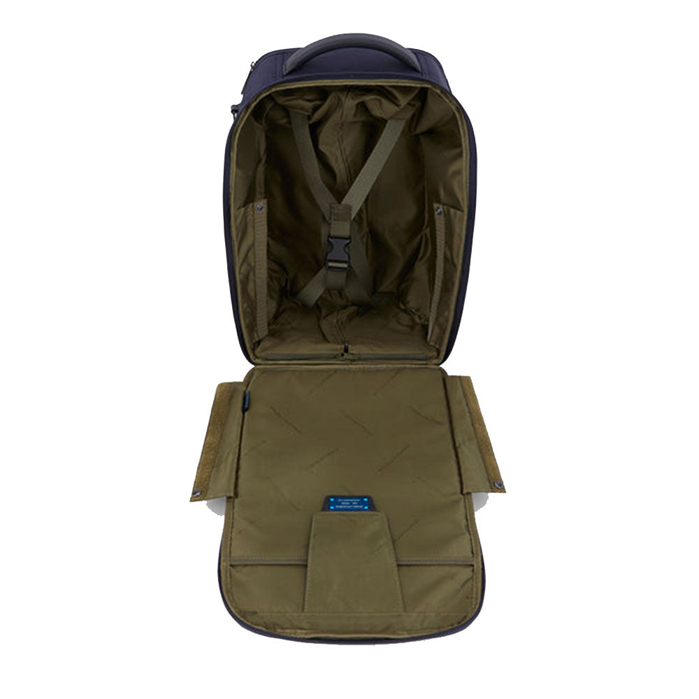 Trolley Cabina PIQUADRO con Portabilità a Zaino in Tessuto Riciclato linea Brief 2 Ruote Colore Blu - BV6270BR2