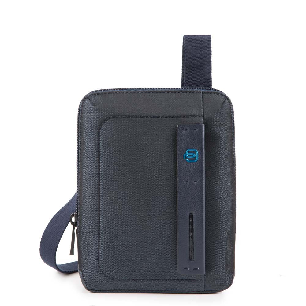 Borsello Uomo PIQUADRO a Tracolla con porta iPadmini - CA3084P16 in Tessuto Chevron - Blu