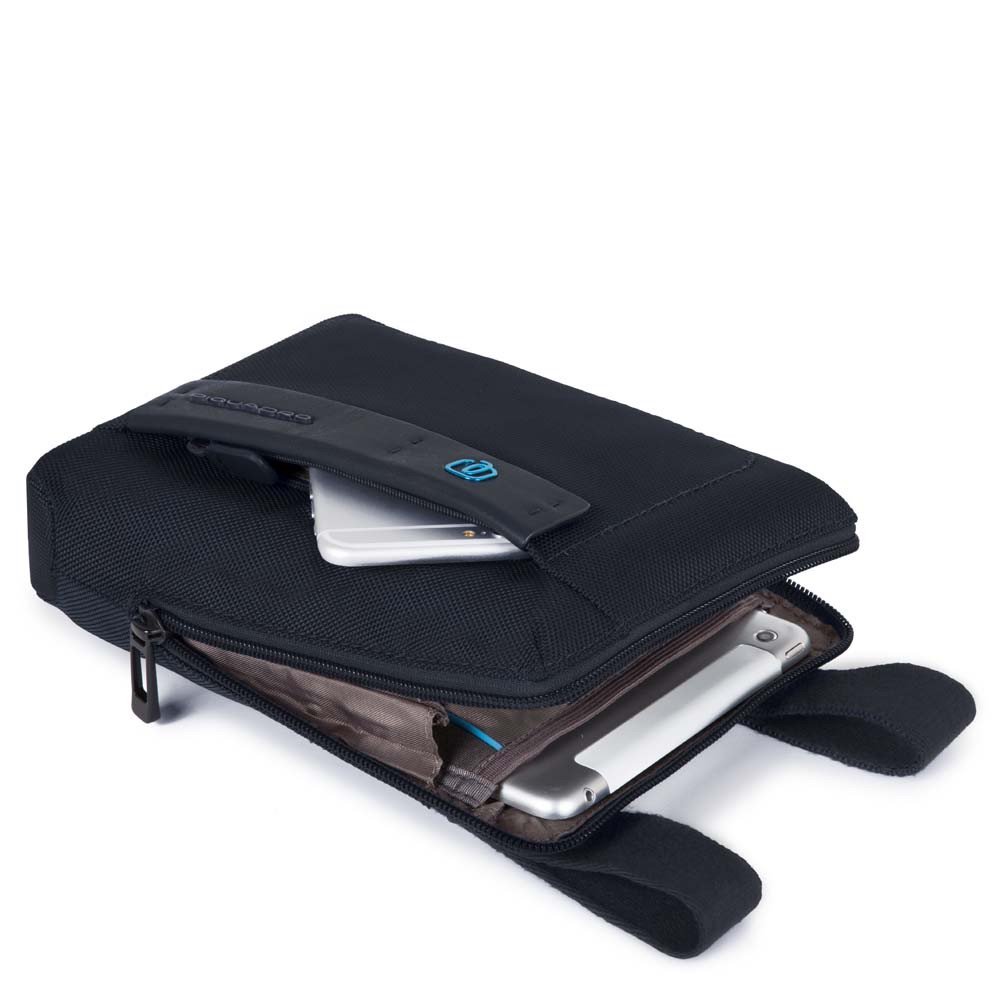 Borsello Uomo PIQUADRO a Tracolla con porta iPadmini - CA3084P16 in Tessuto Chevron - Blu