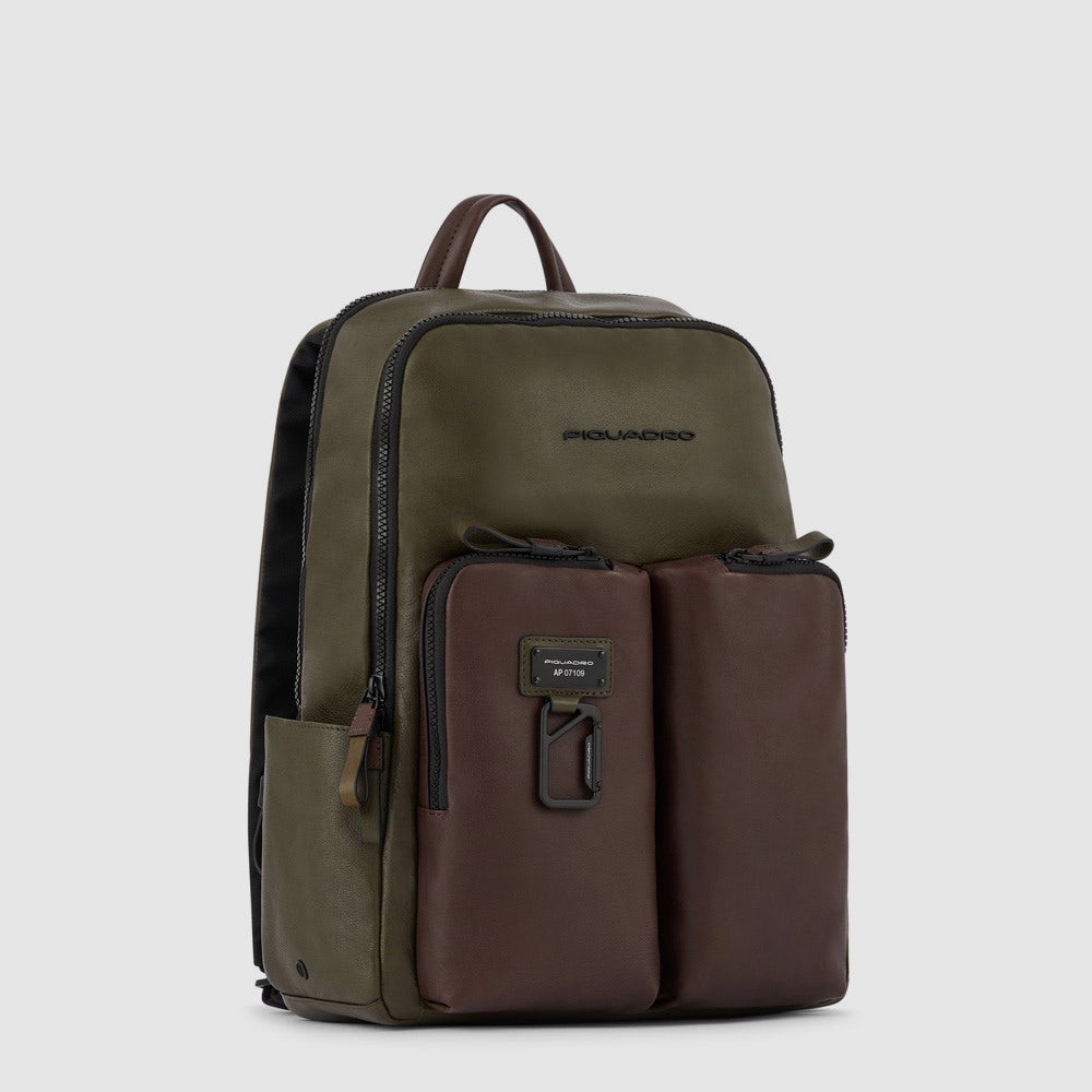 PIQUADRO Rucksack für 14" PC und Tablet aus dunkelbraunem Leder Harper Line - CA3869AP