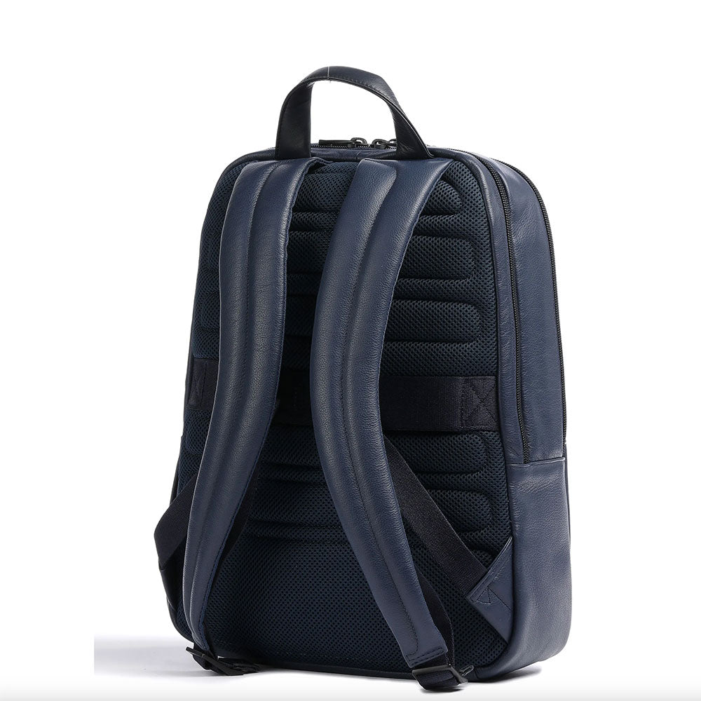 PIQUADRO Herren-Laptop-Rucksack 14 Zoll aus blauem Leder Pulse Line – CA3869P15