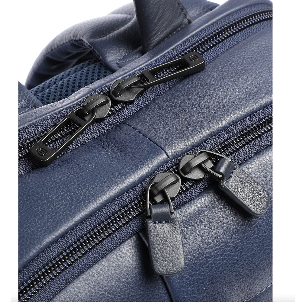 PIQUADRO Herren-Laptop-Rucksack 14 Zoll aus blauem Leder Pulse Line – CA3869P15