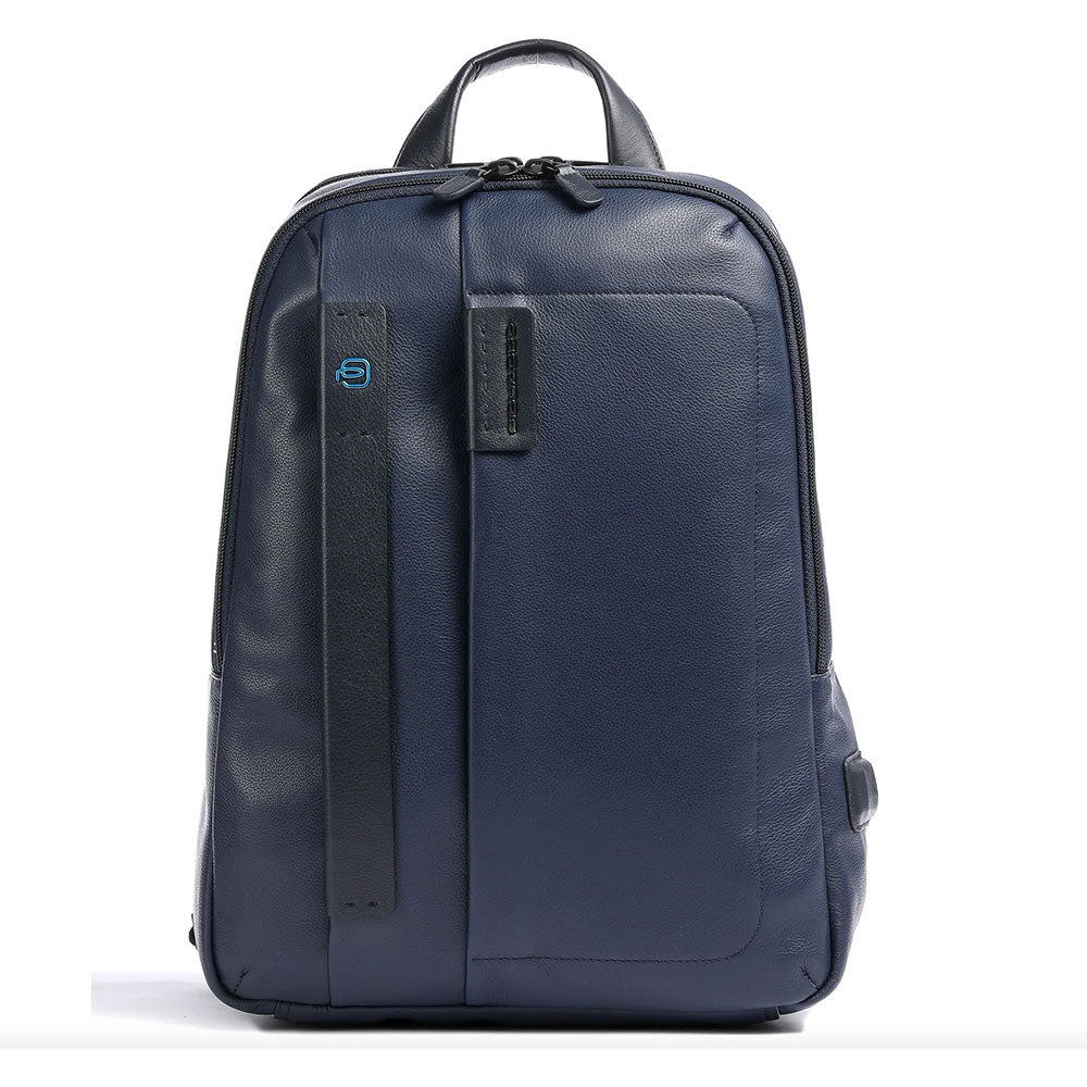 PIQUADRO Herren-Laptop-Rucksack 14 Zoll aus blauem Leder Pulse Line – CA3869P15
