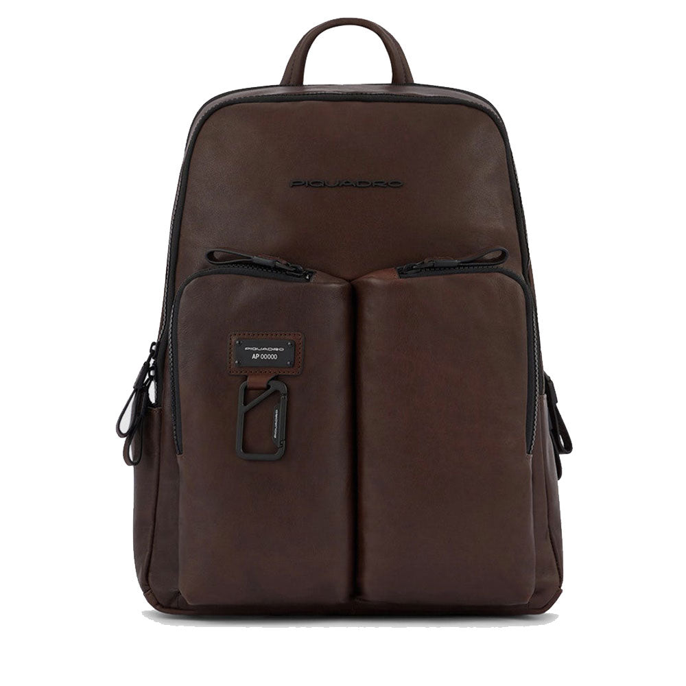 PIQUADRO Rucksack für 14" PC und Tablet aus dunkelbraunem Leder Harper Line - CA3869AP