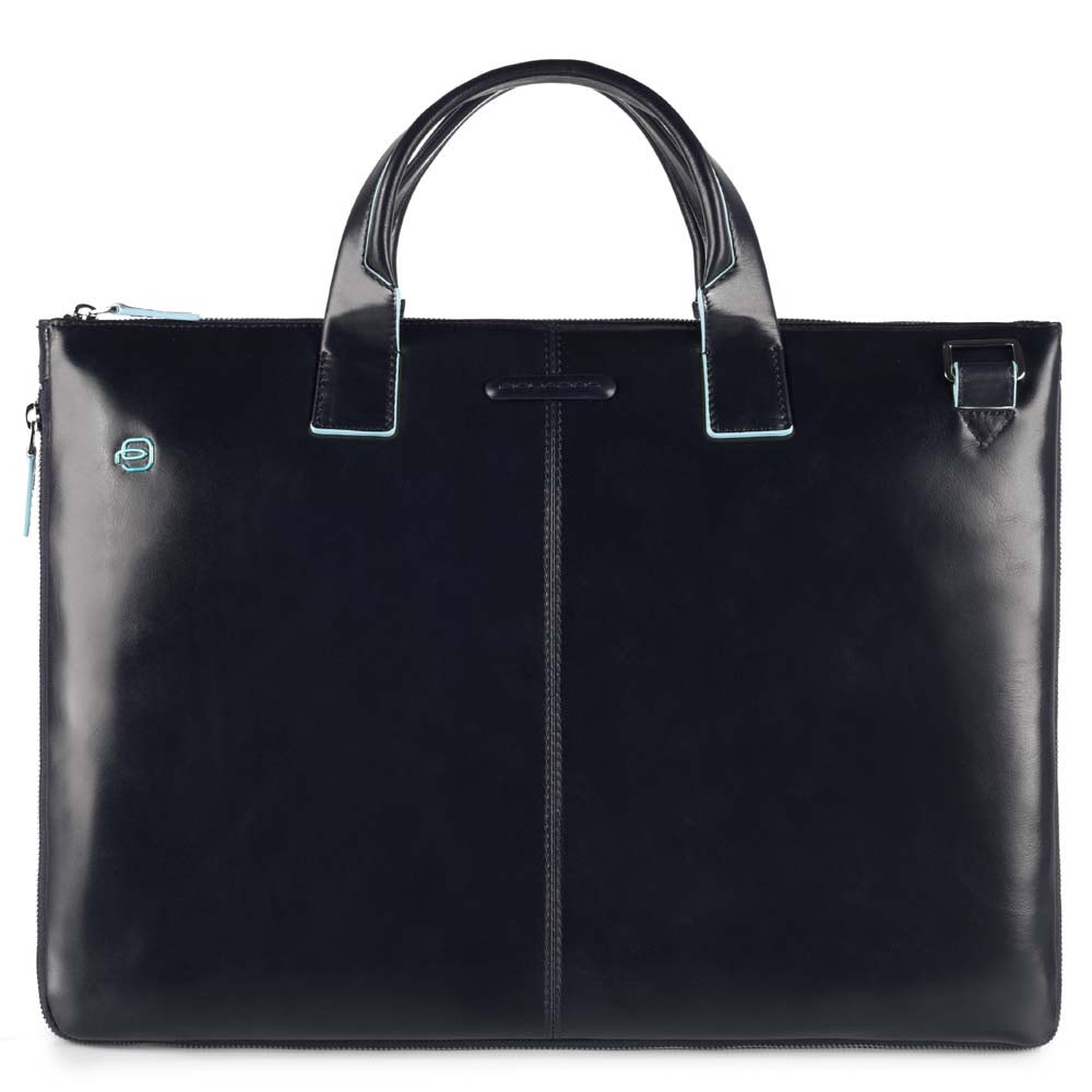 Cartella Sottile PIQUADRO con Porta Pc 15" Espandibile in Pelle Blu Linea Blue Square - CA4021B2
