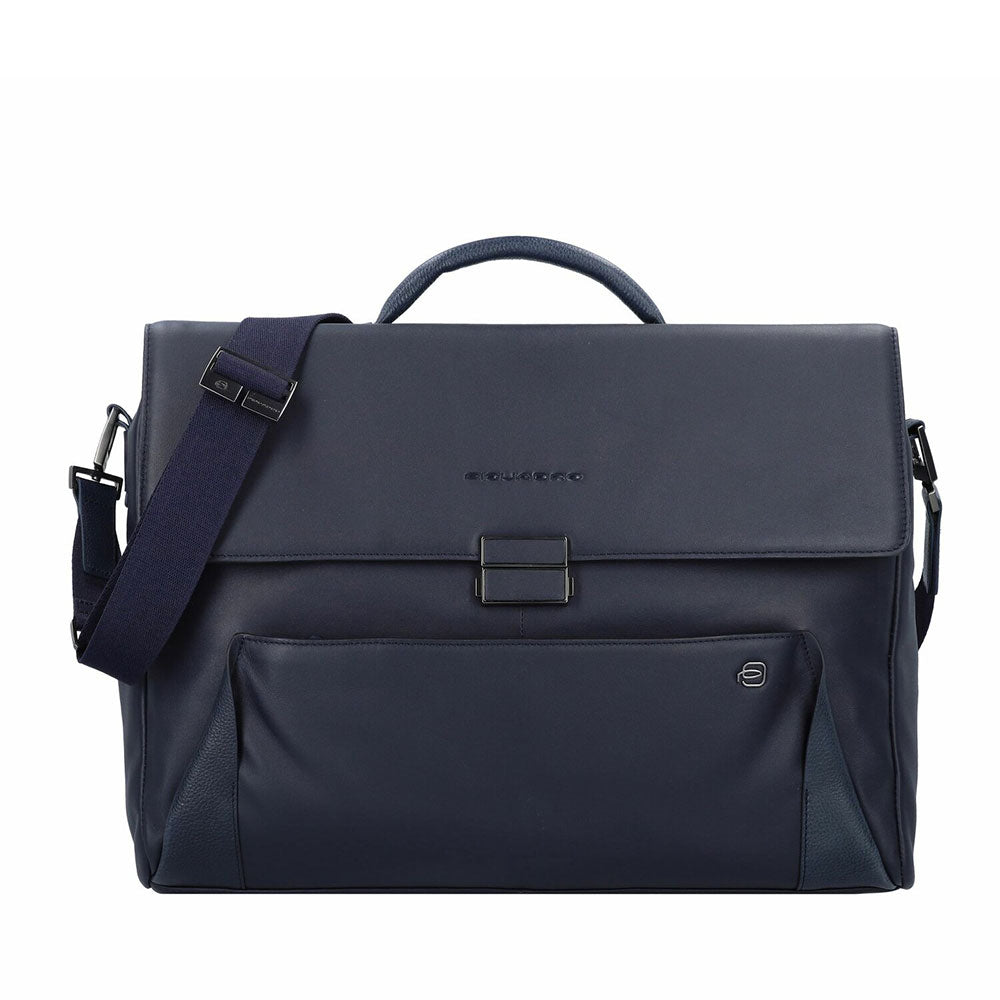 PIQUADRO 14" PC- und Tablet-Aktentasche aus blauem Leder Pan Line - CA4254S94
