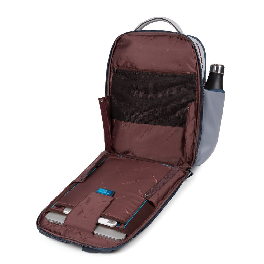 PIQUADRO Zaino Porta Pc 15,6" - linea Urban Pelle Grigio e Bordeaux CA4550UB00BM con Antifurto