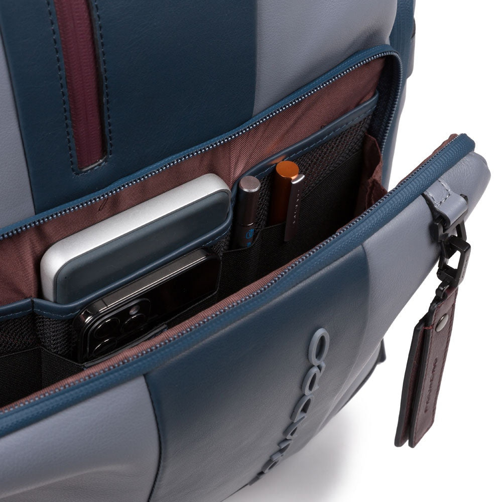 PIQUADRO Zaino Porta Pc 15,6" - linea Urban Pelle Grigio e Bordeaux CA4550UB00BM con Antifurto