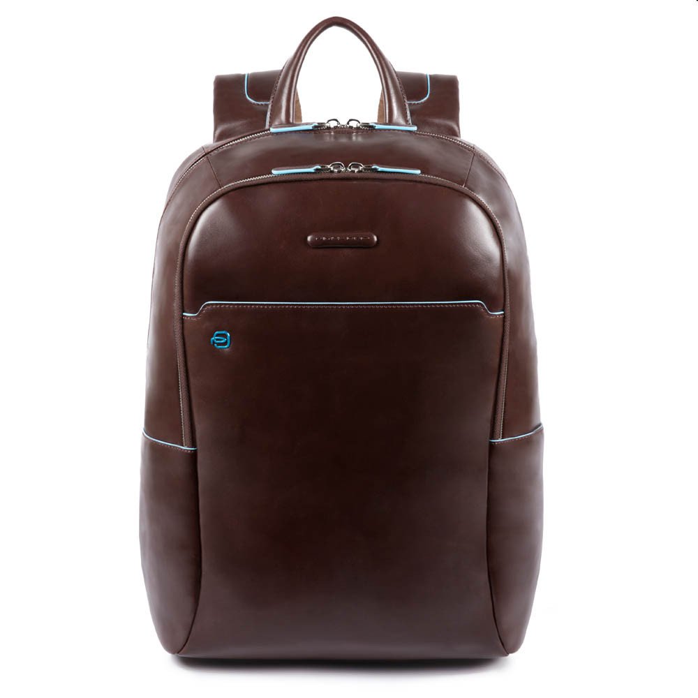 15,6-Zoll-Laptop-Rucksack – PIQUADRO Blue Square Line Mahagoni-Leder CA4762B2