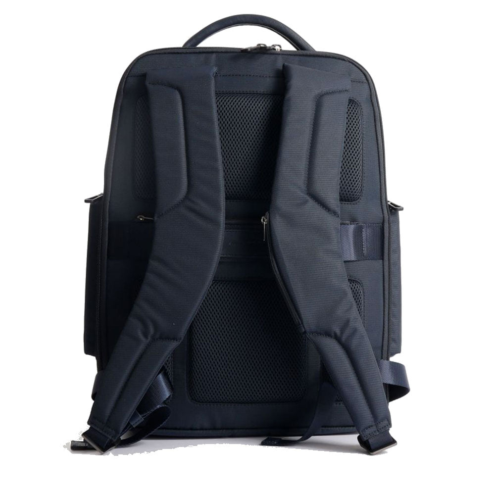 PIQUADRO Rucksack 15,6" PC-Halter Macbeth Collection Blaues Leder und Stoff - CA5317S115