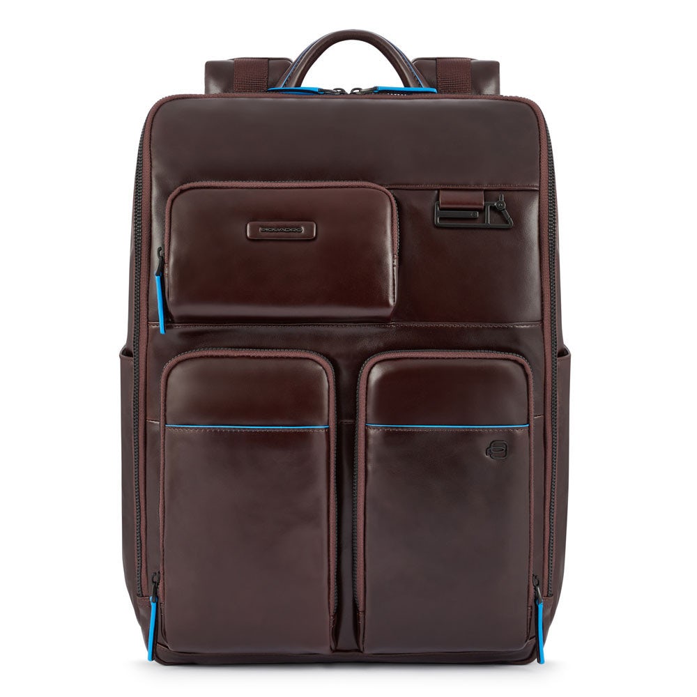 PIQUADRO Rucksack für 15,6-Zoll-PC und Tablet – CA5381B2V aus Mahagoni-Leder der B2V-Linie