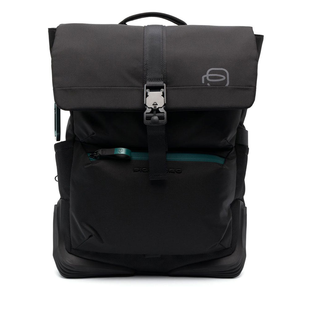 Zaino PIQUADRO Roll Top con porta Pc 15" in Tessuto Riciclato colore Nero - CA6144C2O