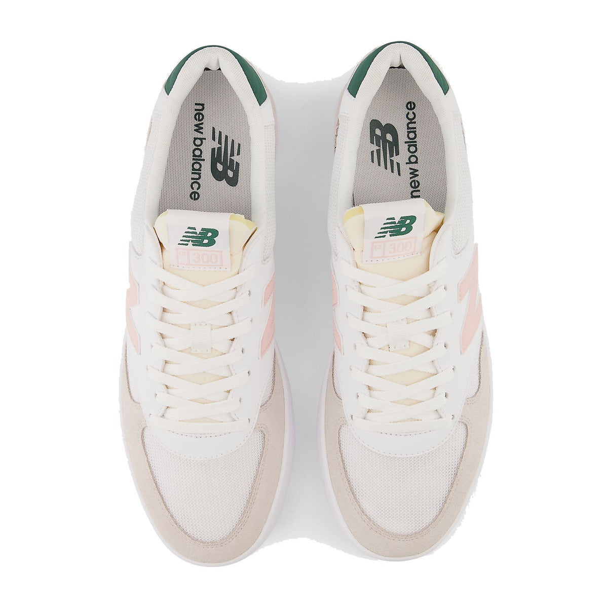 Scarpe Donna NEW BALANCE Sneakers 300 Court in Pelle e Mesh colore White Pink e Green