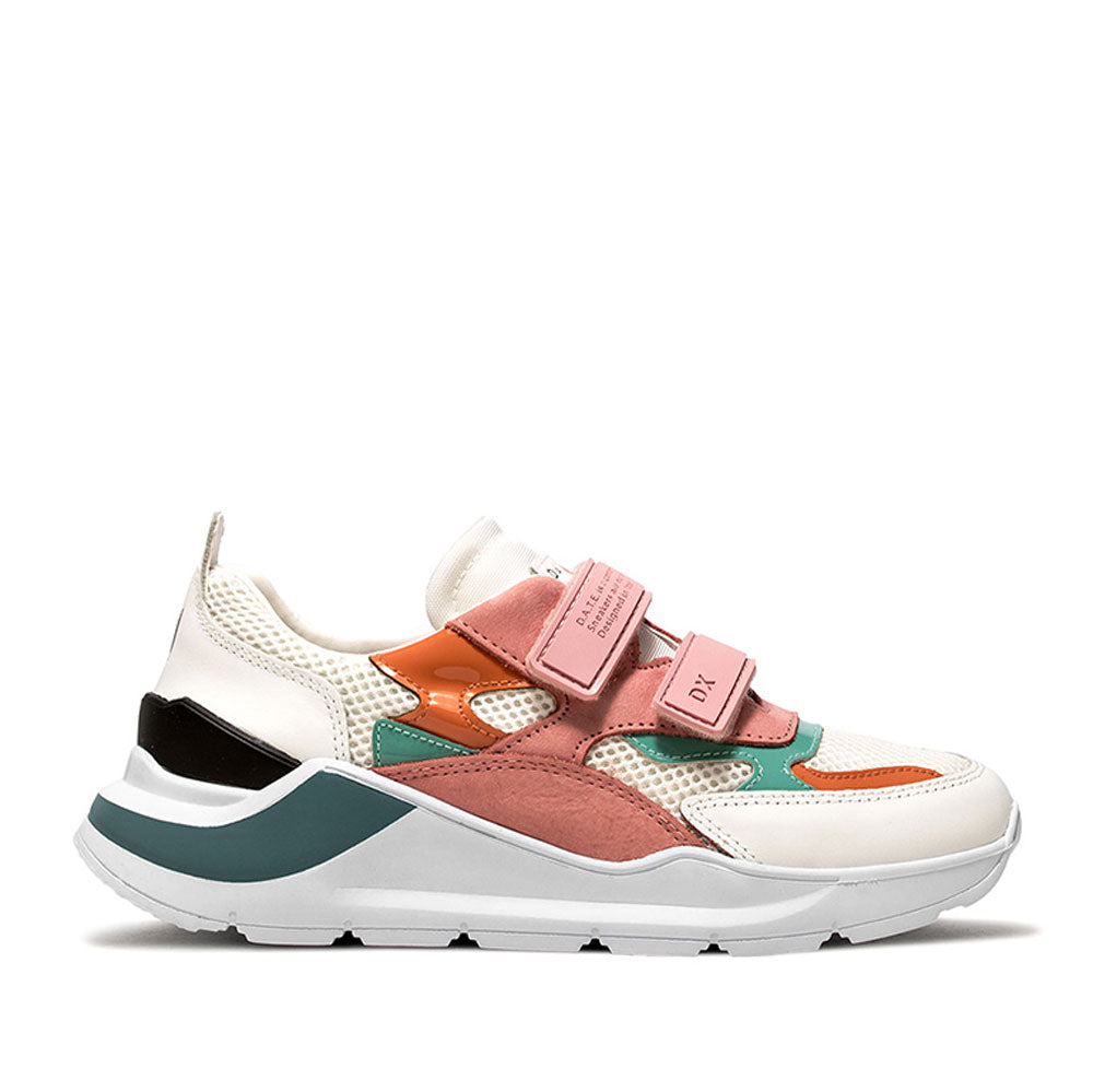 Scarpe Donna D.A.T.E. Sneakers linea Fuga Strap Mesh colore White Pink a sconto Cuoieriashop