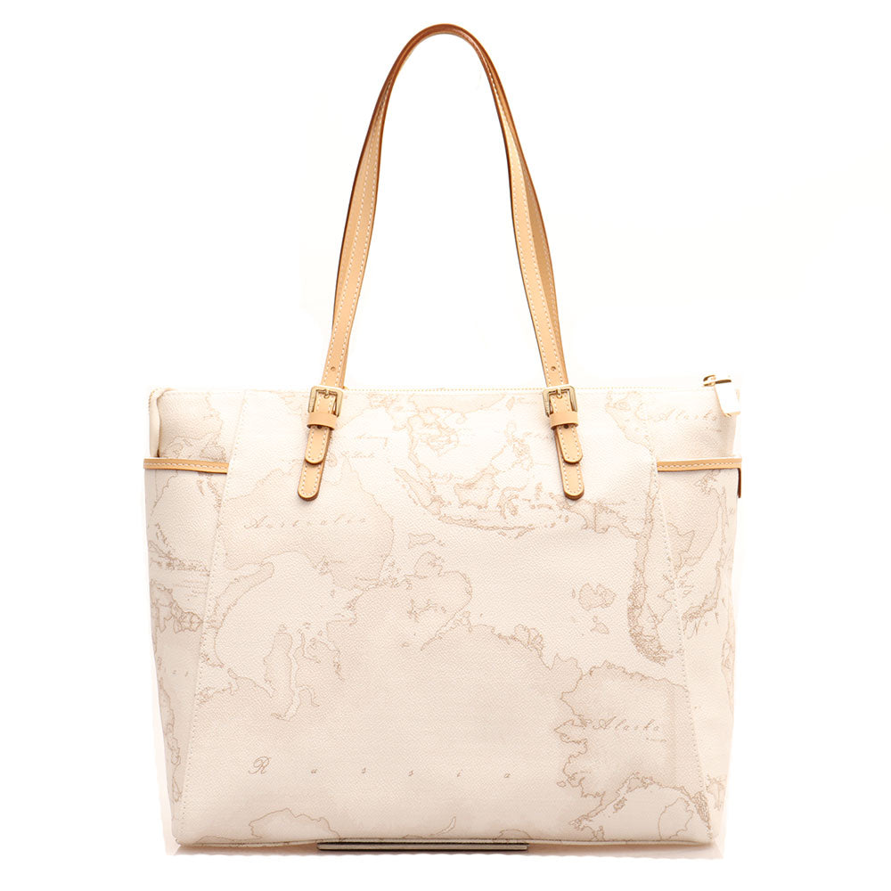 Borsa Donna 1A Classe Alviero Martini linea Geo White Shopping con Tasche Laterali E001