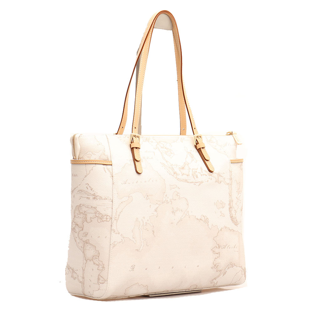 Borsa Donna 1A Classe Alviero Martini linea Geo White Shopping con Tasche Laterali E001
