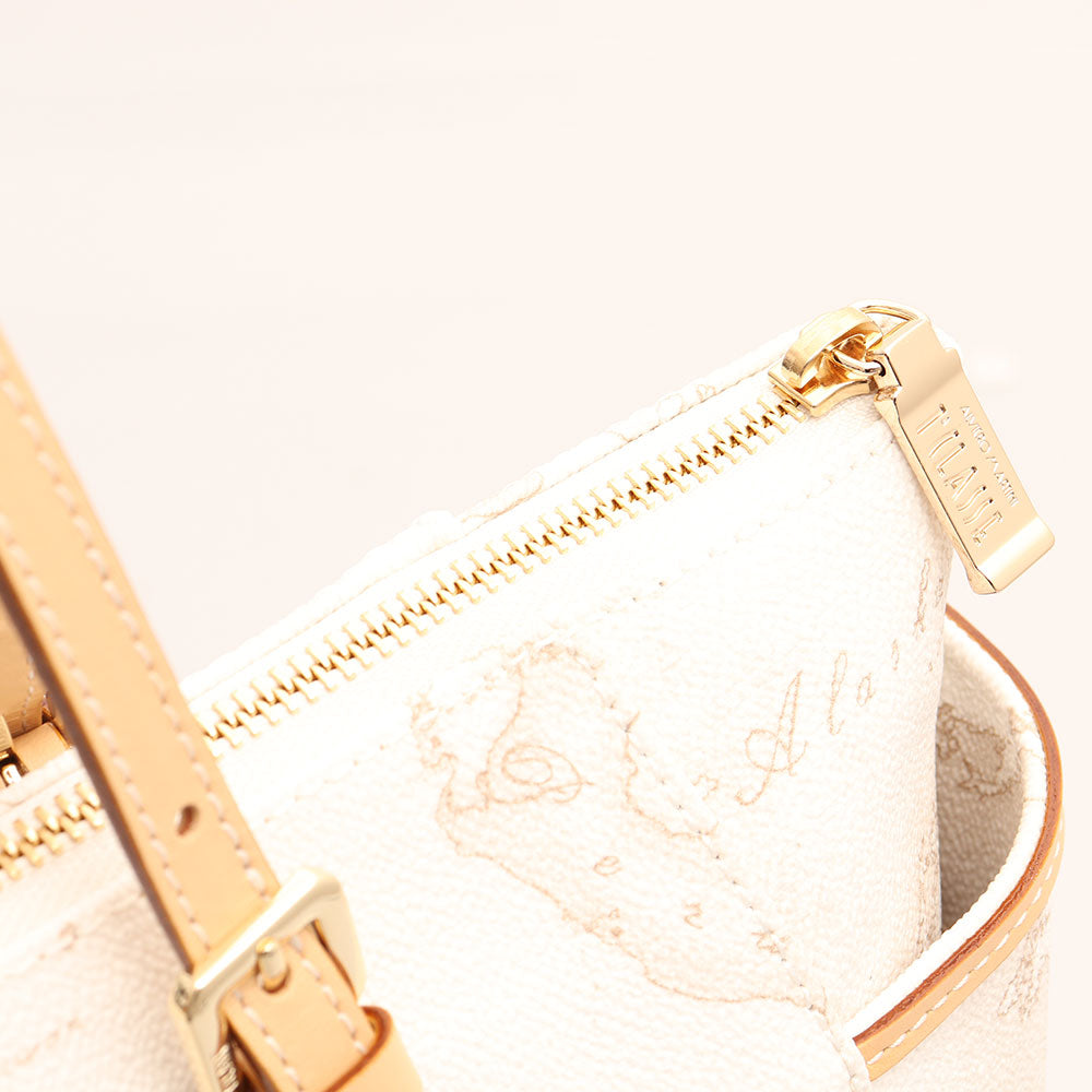 Borsa Donna 1A Classe Alviero Martini linea Geo White Shopping con Tasche Laterali E001