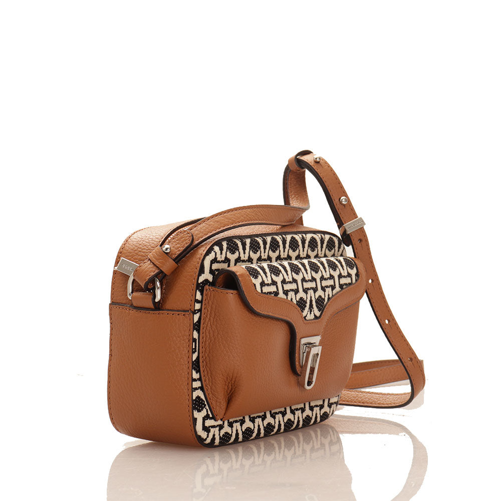 Borsa Donna a Tracolla COCCINELLE in Tessuto e Pelle Multi Noir - Caramel linea Beat Monogram