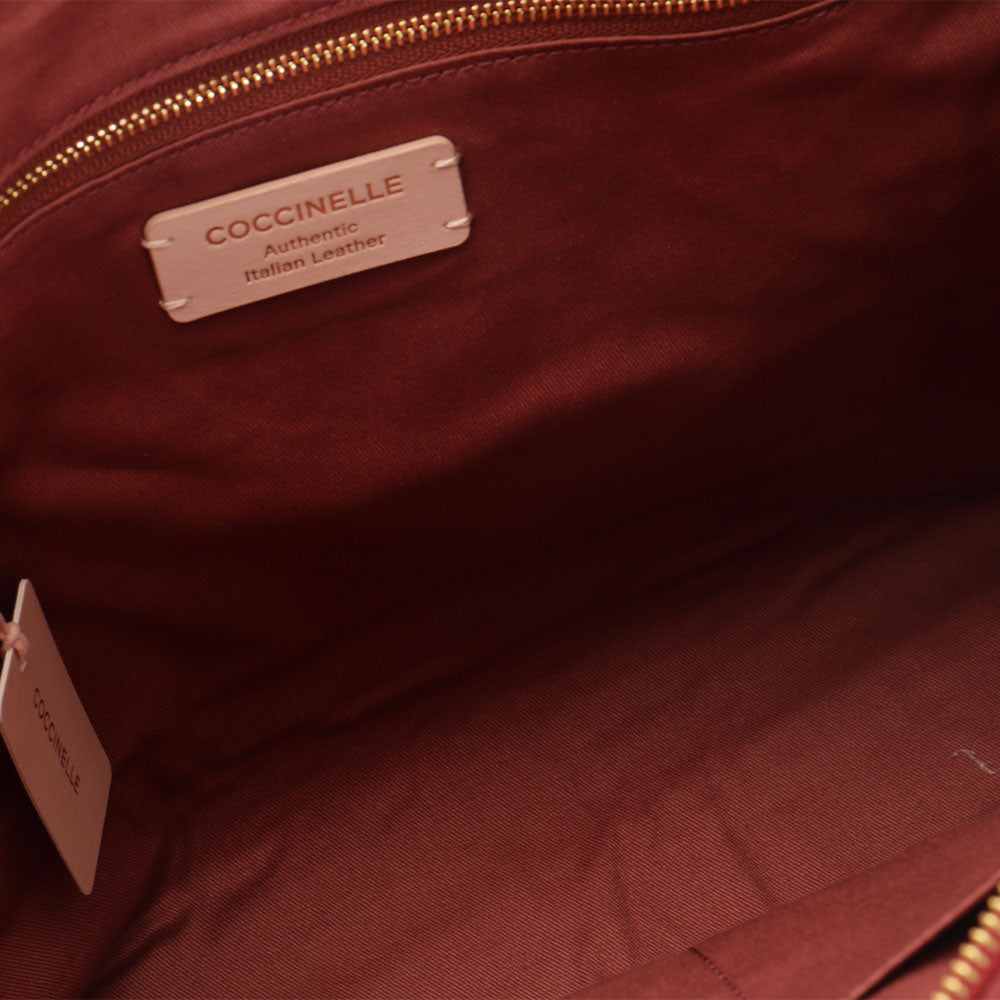 COCCINELLE Einkaufstasche Lea Line aus rubinrotem Leder