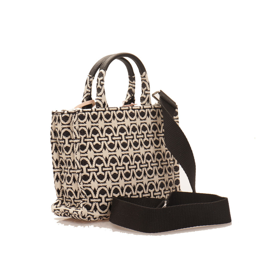 Borsa Donna a Mano COCCINELLE in Tessuto e Pelle Linea Never Without Bag Multi Noir Misura Piccola