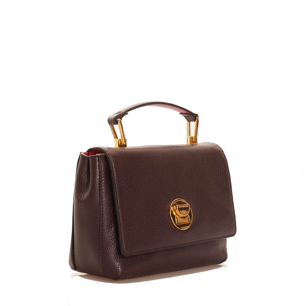 Borsa Donna a Mano con Tracolla in Pelle COCCINELLE Linea Liya colore Cola - Cranberry