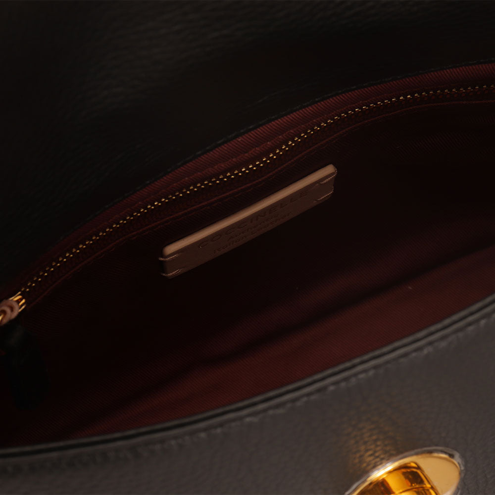 COCCINELLE Damen-Umhängetasche aus Liya Signature Line Leder, Schwarz