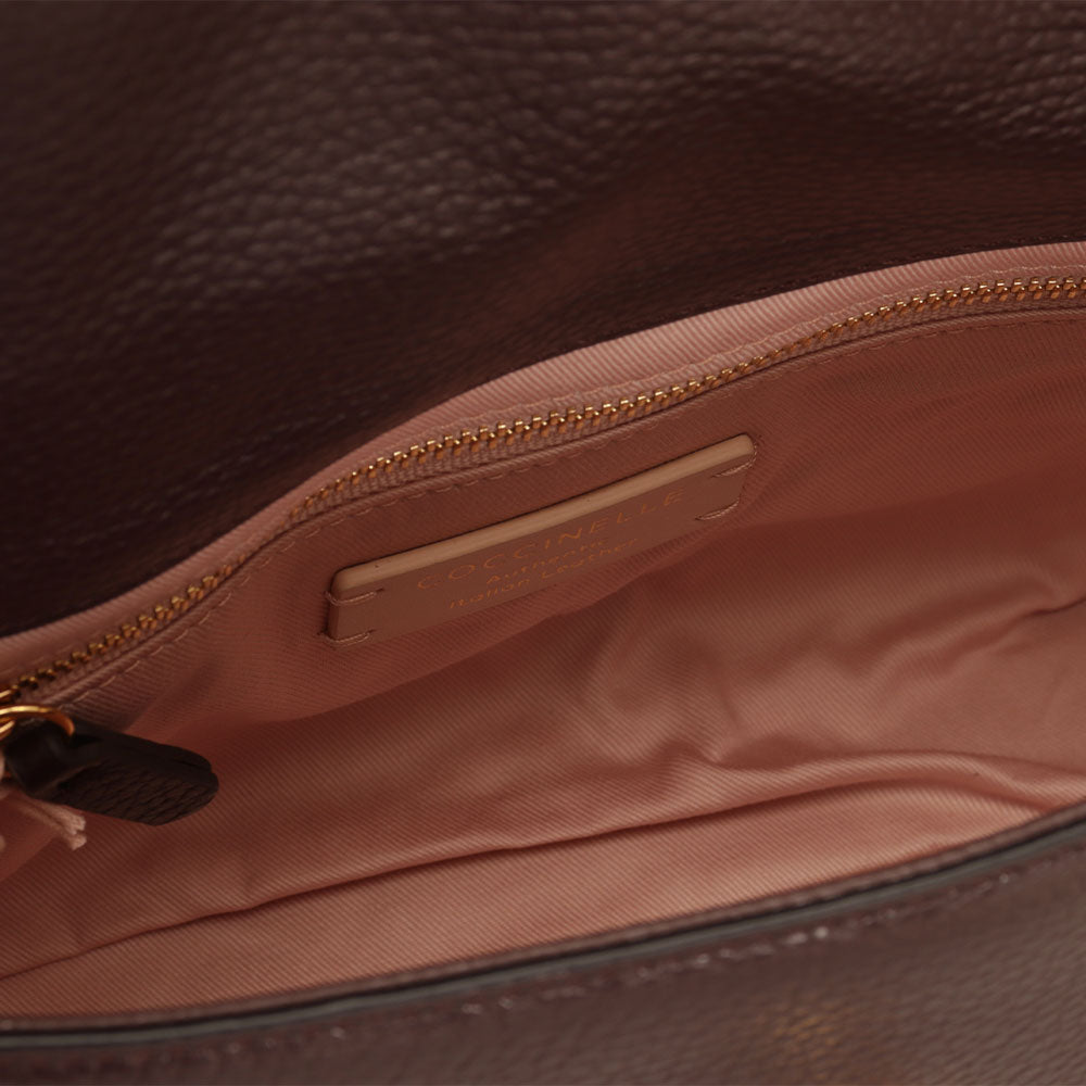 Borsa Donna a Tracolla COCCINELLE in Pelle Linea Liya Signature colore Cola