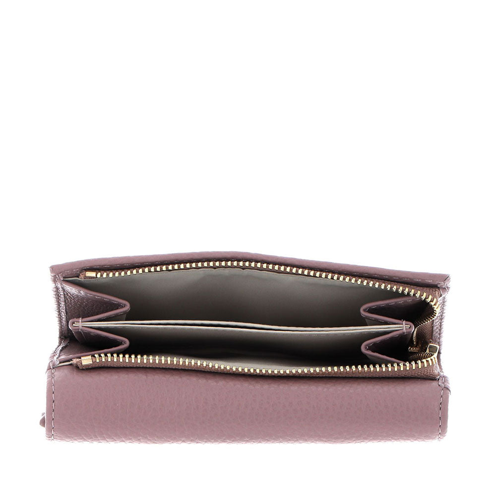 Portafoglio Piccolo COCCINELLE in Pelle Martellata Linea Metallic Soft colore Anemone