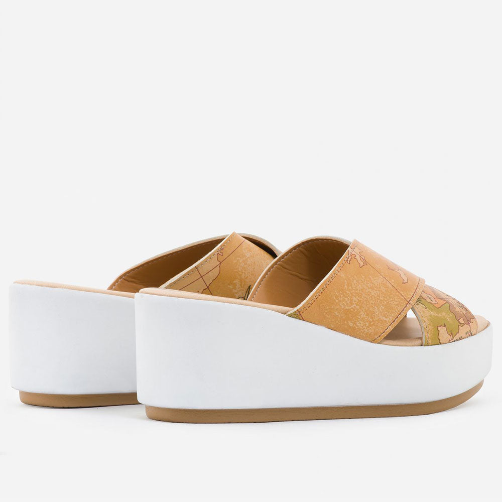 Scarpe Donna 1A Classe Alviero Martini Ciabatte Con Fasce Incrociate in Nappa Colore Bianco E336