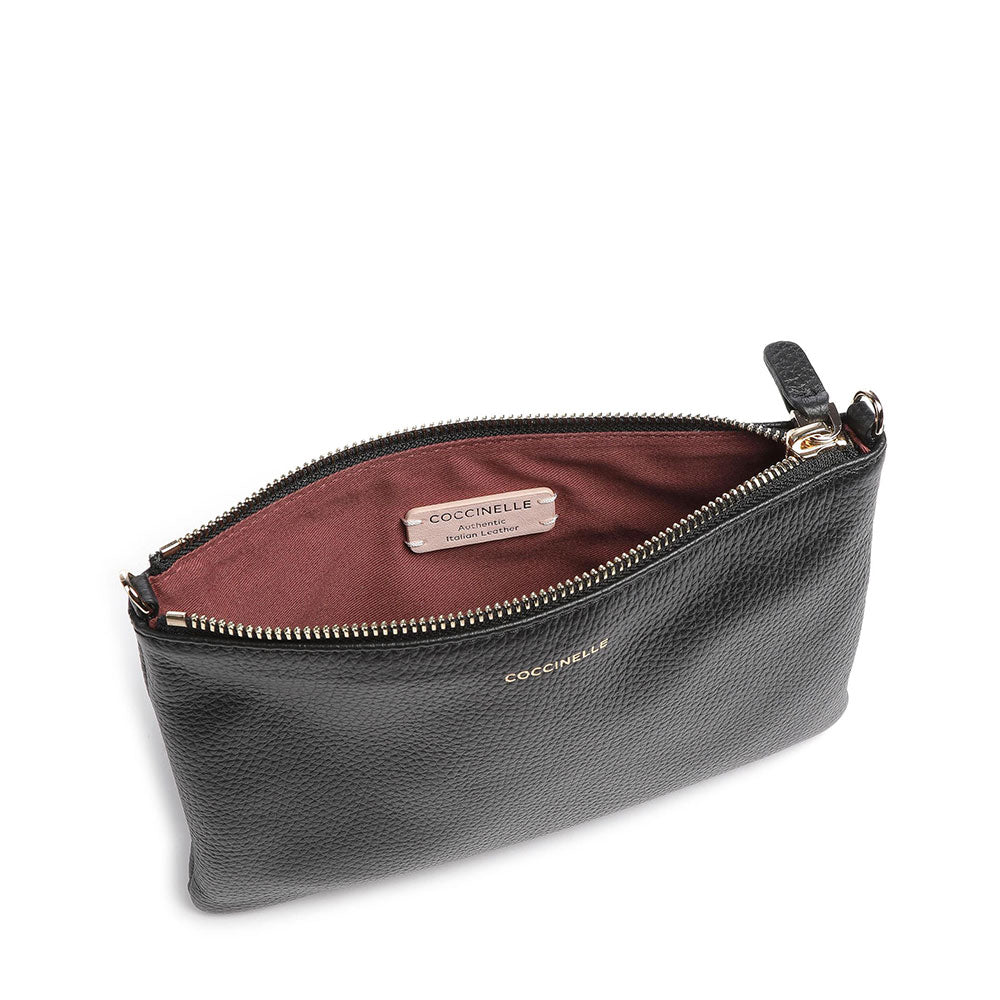COCCINELLE Damen-Umhängetasche aus schwarzem Leder, beste kleine Linie