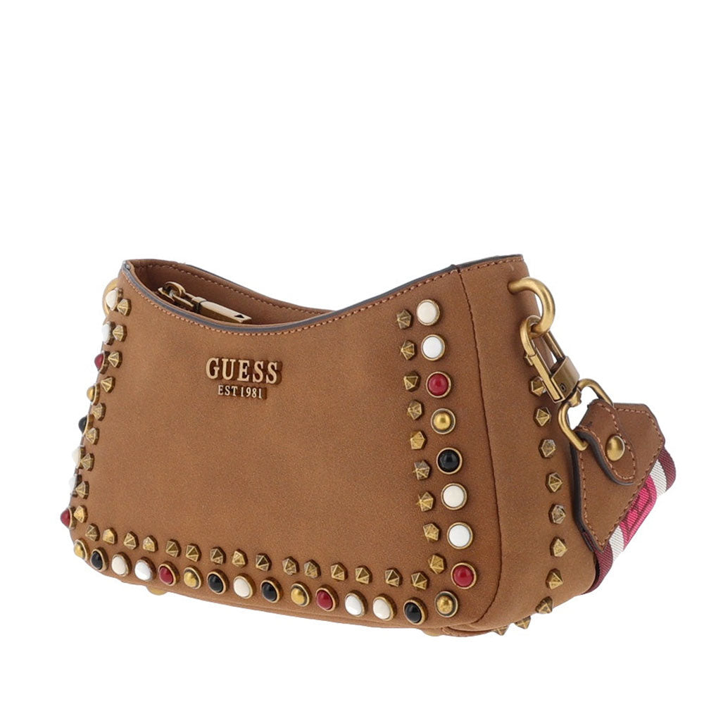 Borsa Donna a Spalla GUESS Chiusa con Zip Linea Radar colore Cognac