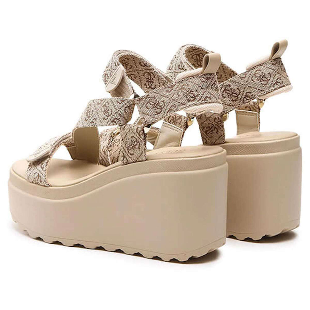 Sandali Donna con Zeppa GUESS linea Ocilia Colore Beige - Brown