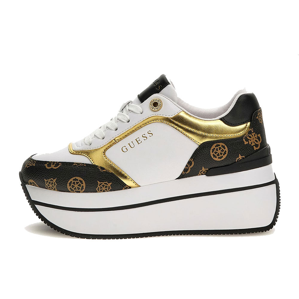 Scarpe Donna GUESS Sneakers Linea Camrio Colore White Brown a sconto Cuoieriashop