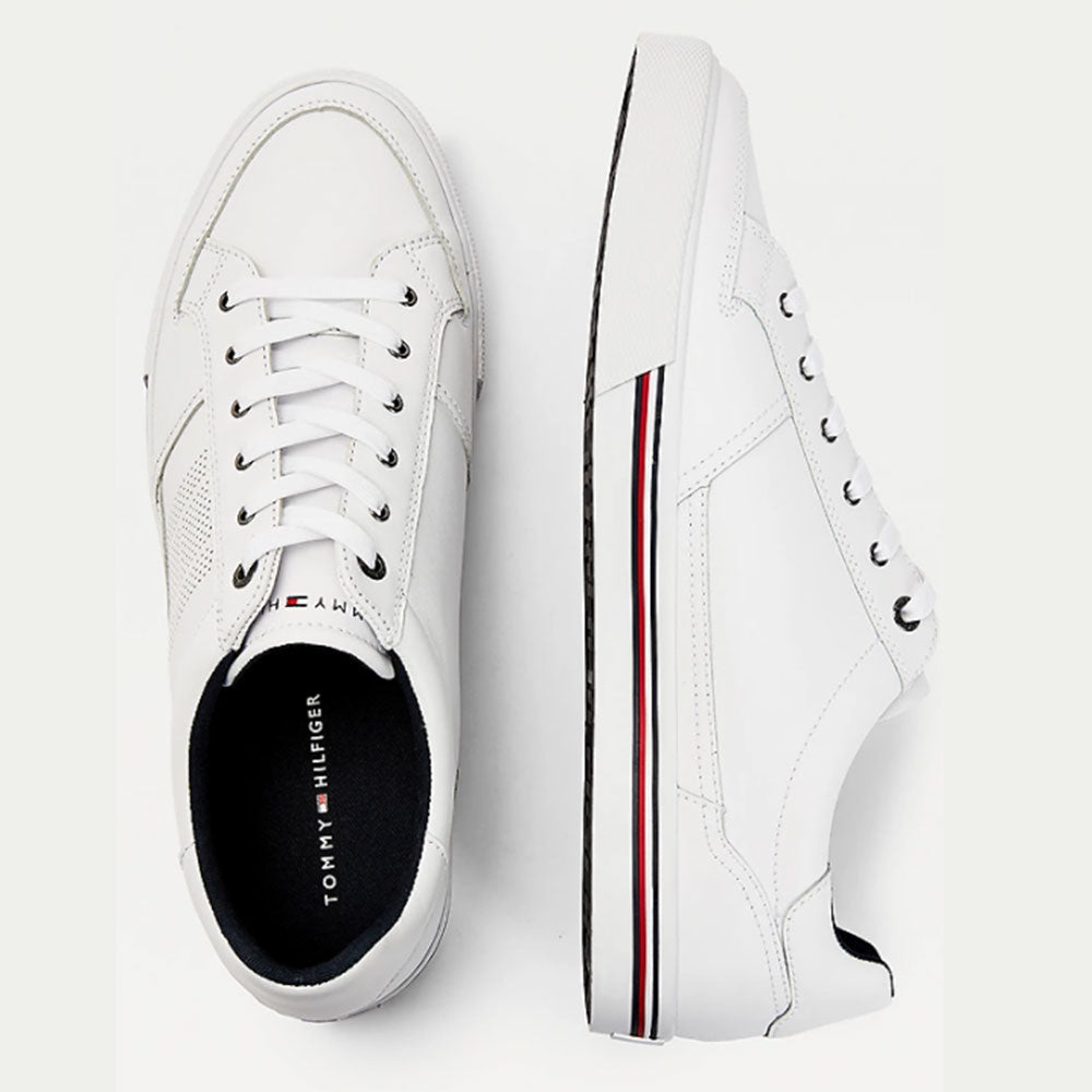 Scarpe Uomo TOMMY HILFIGER Sneakers linea Core Corporate in Pelle Bianca