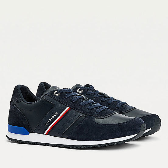 Scarpe Uomo TOMMY HILFIGER Sneakers Running linea Iconic in Pelle e Camoscio Blu a sconto Cuoieriashop