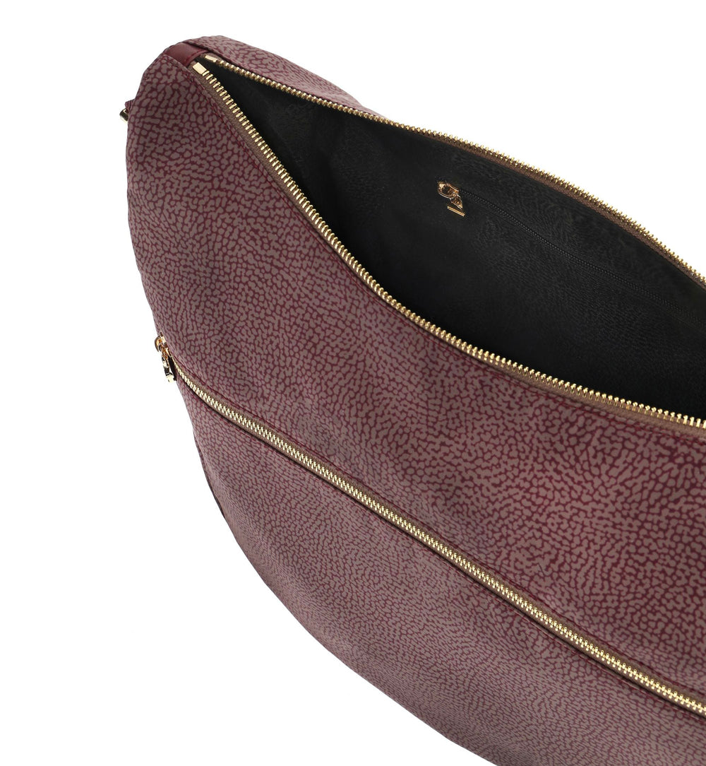 Borsa a Tracolla BORBONESE linea Luna Bag Medium linea Jet Op in Tessuto colore Bordeaux