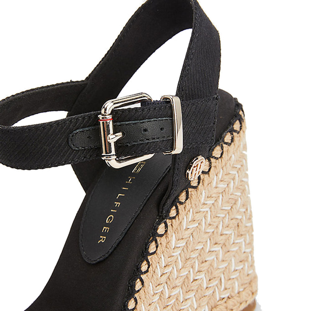 Sandali Donna Doppia Fascia TOMMY HILFIGER con Zeppa e Plateau Nero