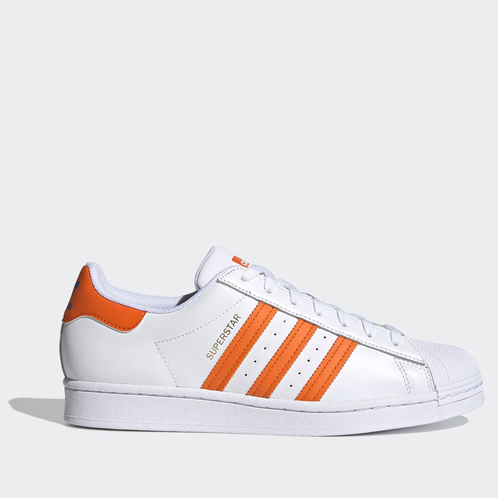 Scarpe superstar bianche e blu Clearance