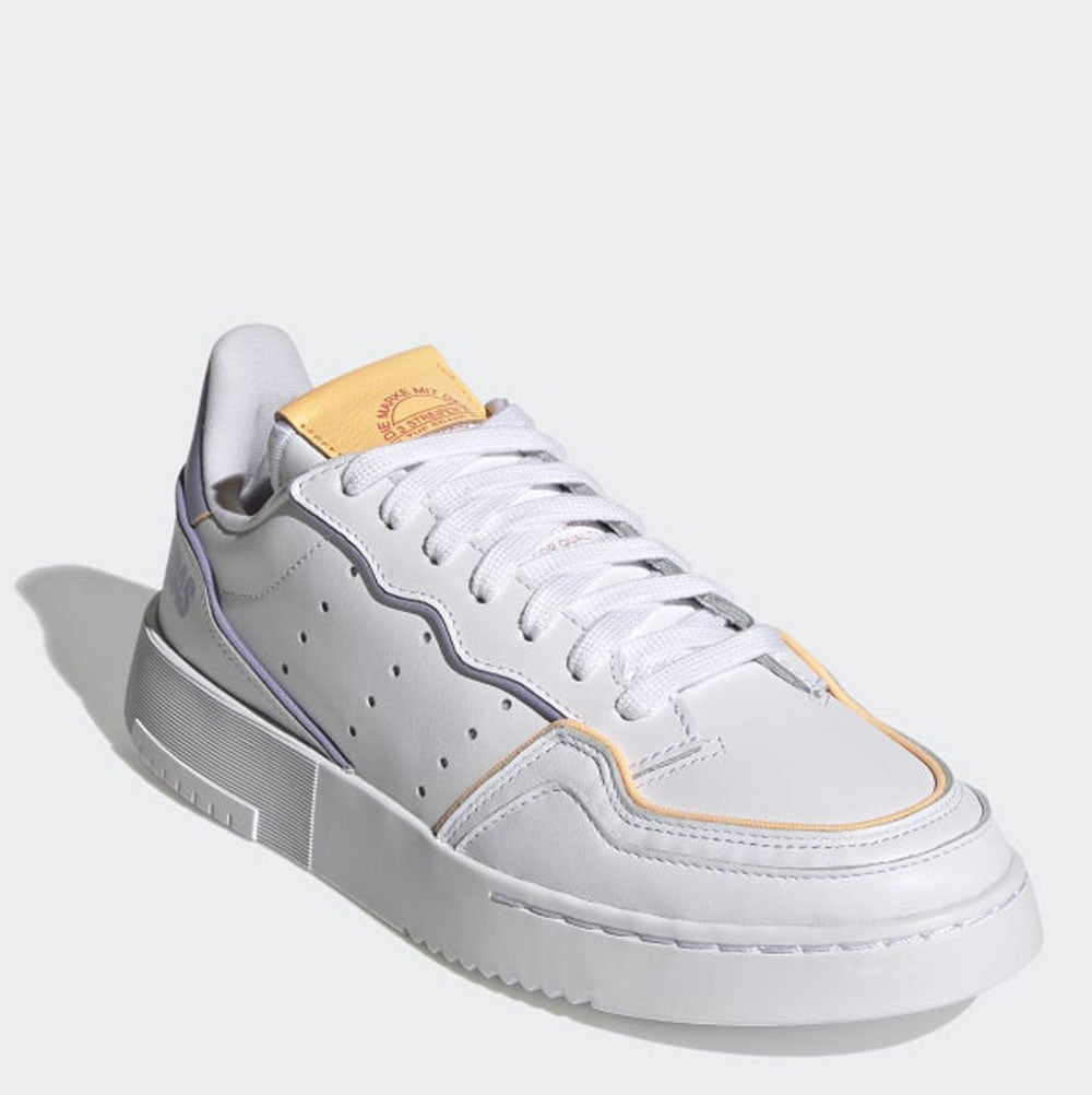 Scarpe Donna ADIDAS Sneakers linea Supercourt in Pelle Bianco Lilla e Arancione