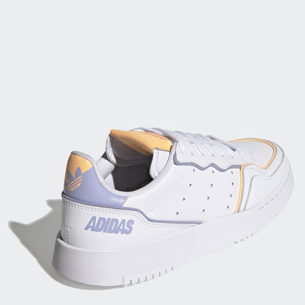 Scarpe Donna ADIDAS Sneakers linea Supercourt in Pelle Bianco Lilla e Arancione