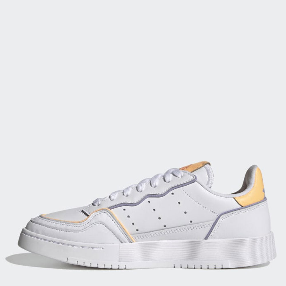 Scarpe Donna ADIDAS Sneakers linea Supercourt in Pelle Bianco Lilla e Arancione