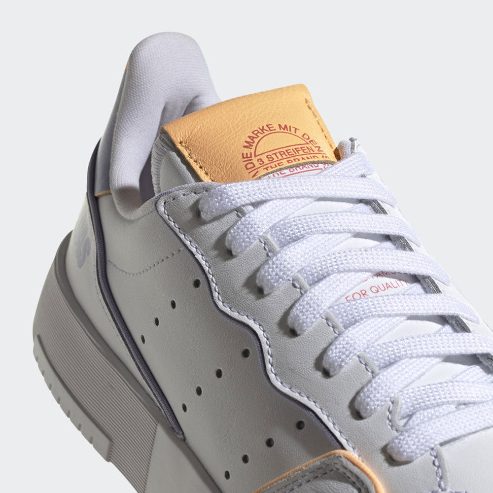 Scarpe Donna ADIDAS Sneakers linea Supercourt in Pelle Bianco Lilla e Arancione