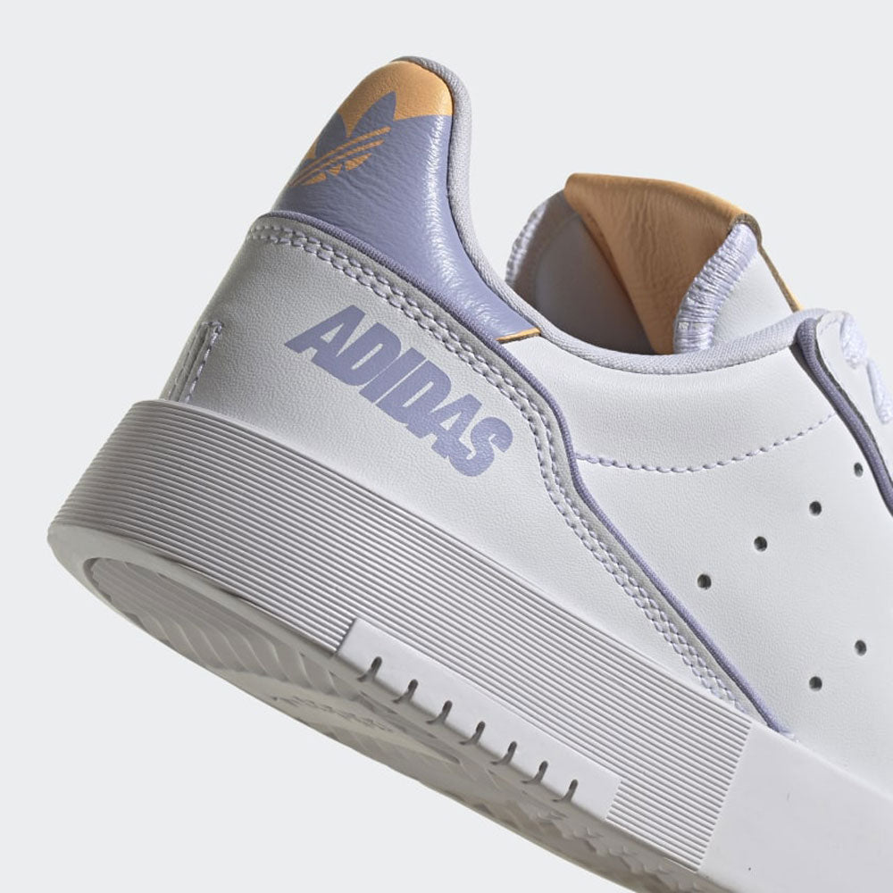 Scarpe Donna ADIDAS Sneakers linea Supercourt in Pelle Bianco Lilla e Arancione