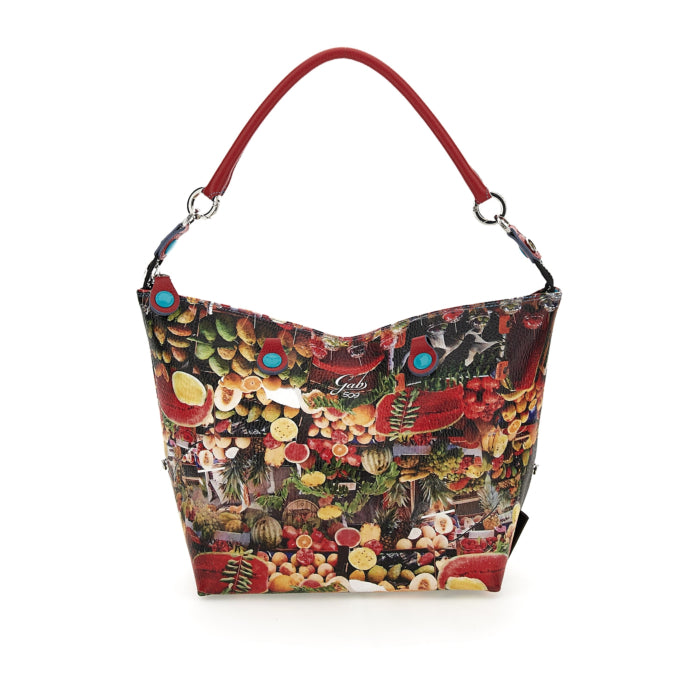 Borsa Donna a Mano con Tracolla GABS G3 PLUS Trasformabile in Pelle stampa Fruti Passion Large