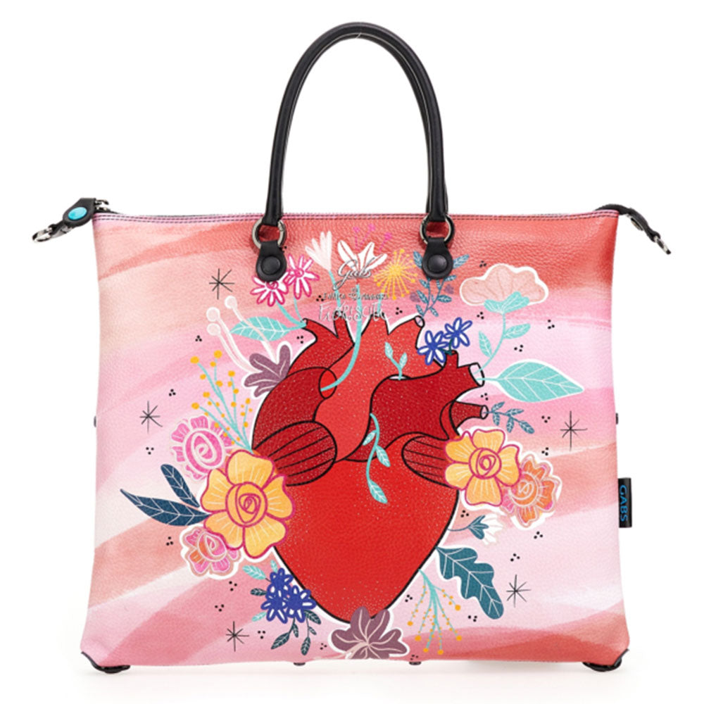 Borsa Donna a Mano con Tracolla GABS G3 PLUS Trasformabile in Pelle stampa Fiorisciti Large