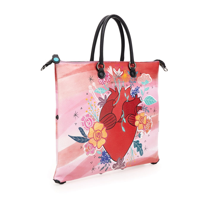 Borsa Donna a Mano con Tracolla GABS G3 PLUS Trasformabile in Pelle stampa Fiorisciti Large