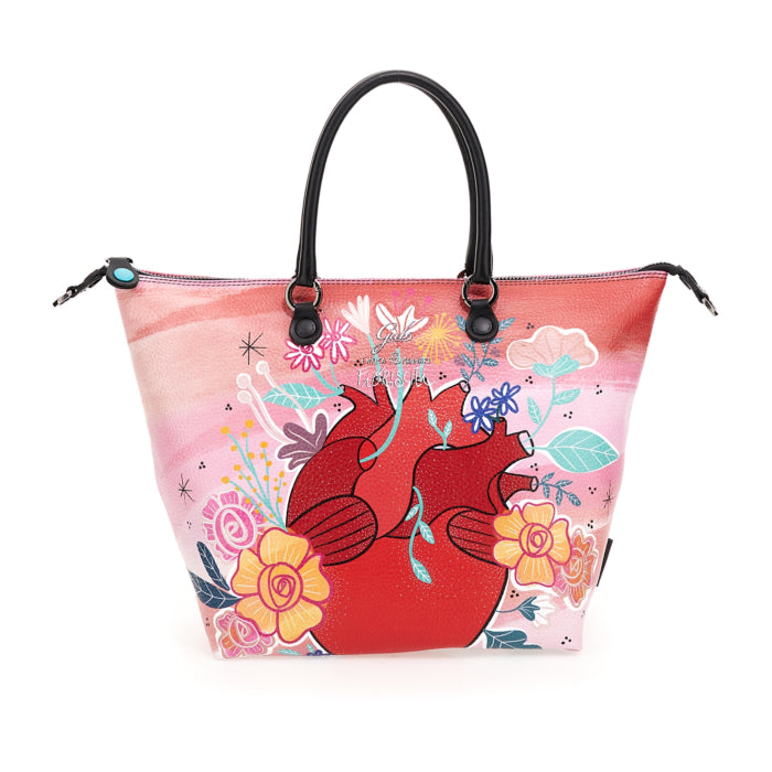 Borsa Donna a Mano con Tracolla GABS G3 PLUS Trasformabile in Pelle stampa Fiorisciti Large