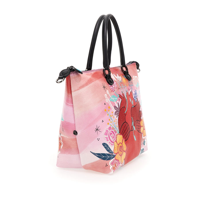 Borsa Donna a Mano con Tracolla GABS G3 PLUS Trasformabile in Pelle stampa Fiorisciti Large
